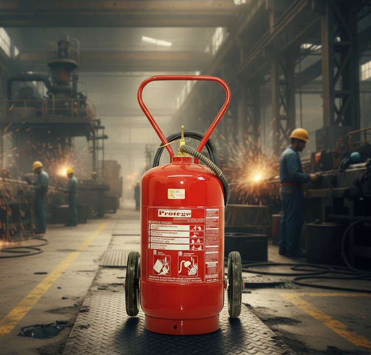 Extintores sobre rodas